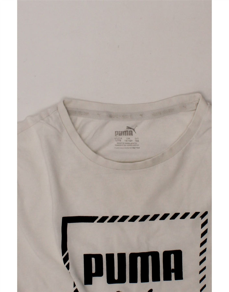 PUMA Boys Graphic T-Shirt Top 13-14 Years White Cotton Vintage Puma and Second-Hand Puma from Messina Hembry 