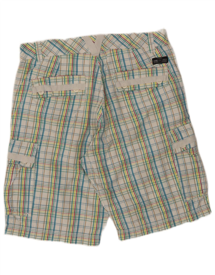 O'NEILL Mens Cargo Shorts W33 Medium Blue Check Cotton