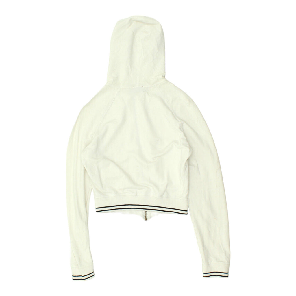 Richmond Womens White Cropped Full Zip Hoodie | Vintage High End Designer Hoody | Vintage Messina Hembry | Thrift | Second-Hand Messina Hembry | Used Clothing | Messina Hembry 