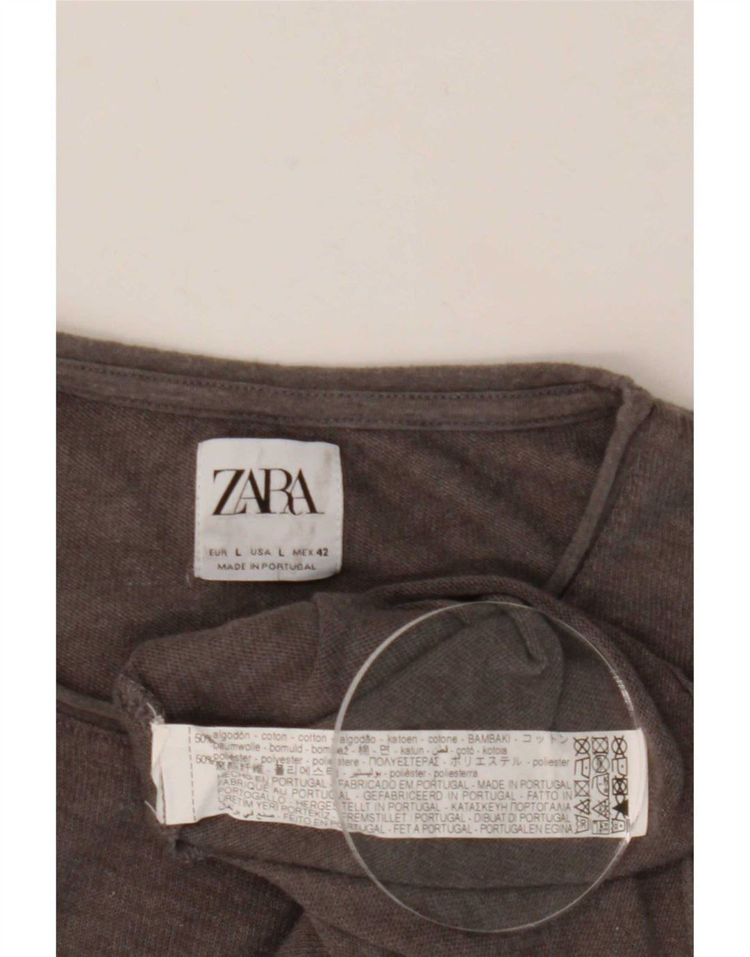 Zara Mens T-Shirt Top Large Grey Cotton