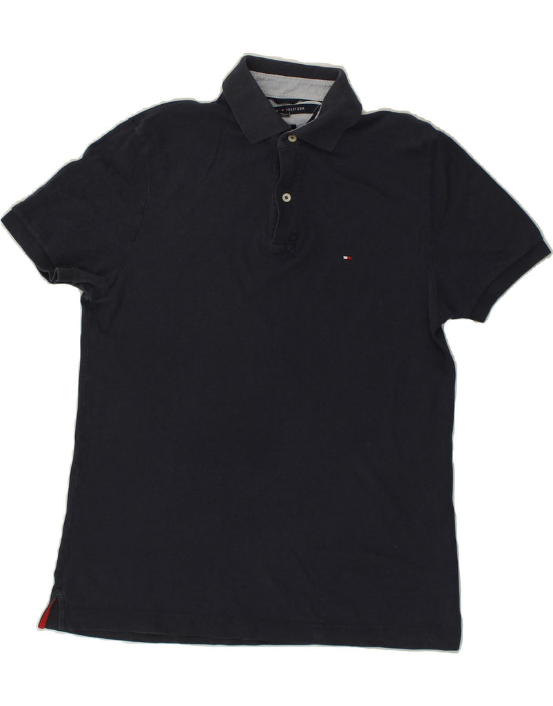 TOMMY HILFIGER Mens Custom Fit Polo Shirt Medium Navy Blue Cotton | Vintage Tommy Hilfiger | Thrift | Second-Hand Tommy Hilfiger | Used Clothing | Messina Hembry 