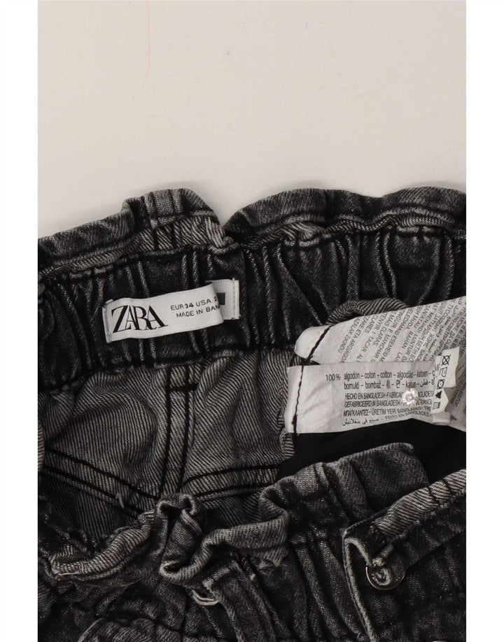 Zara Womens Denim Shorts EU 34 2XS W24 Grey Cotton