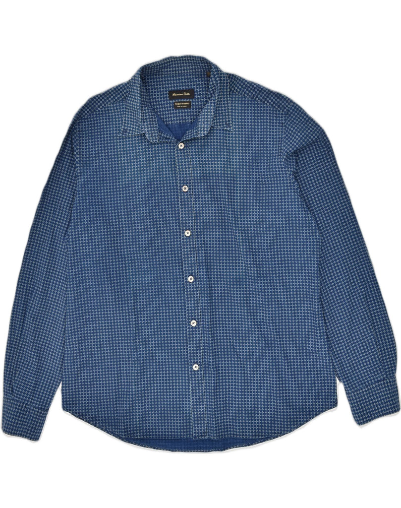 MASSIMO DUTTI Mens Shirt 2XL Blue Check Cotton | Vintage Massimo Dutti | Thrift | Second-Hand Massimo Dutti | Used Clothing | Messina Hembry 