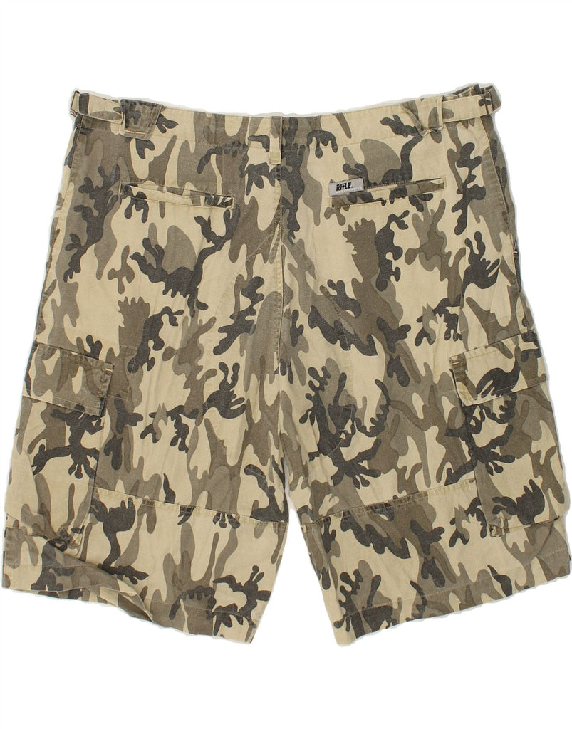 RIFLE Mens Cargo Shorts W40 XL Beige Camouflage Cotton | Vintage Rifle | Thrift | Second-Hand Rifle | Used Clothing | Messina Hembry 