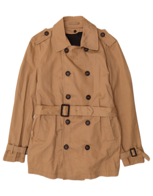 ZARA Mens Trench Coat UK 40 Large Beige Cotton