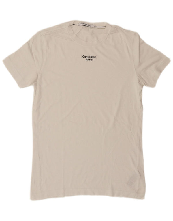 CALVIN KLEIN JEANS Boys T-Shirt Top 15-16 Years Large White Cotton