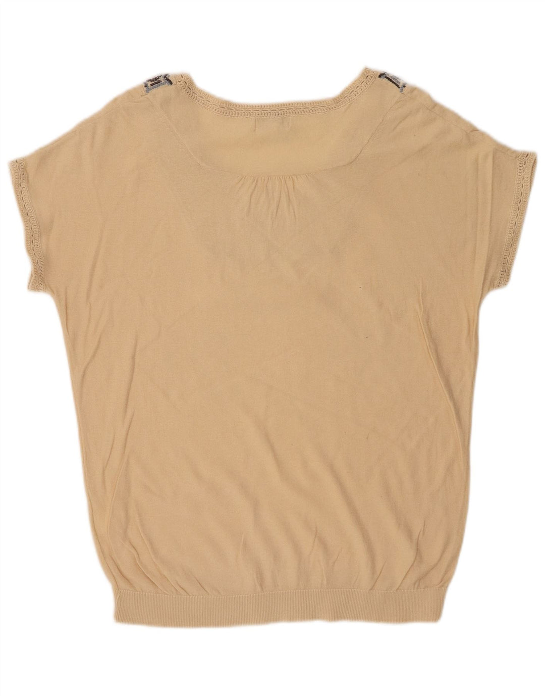 Monsoon Womens Blouse Top UK 14 Medium Beige Fair Isle