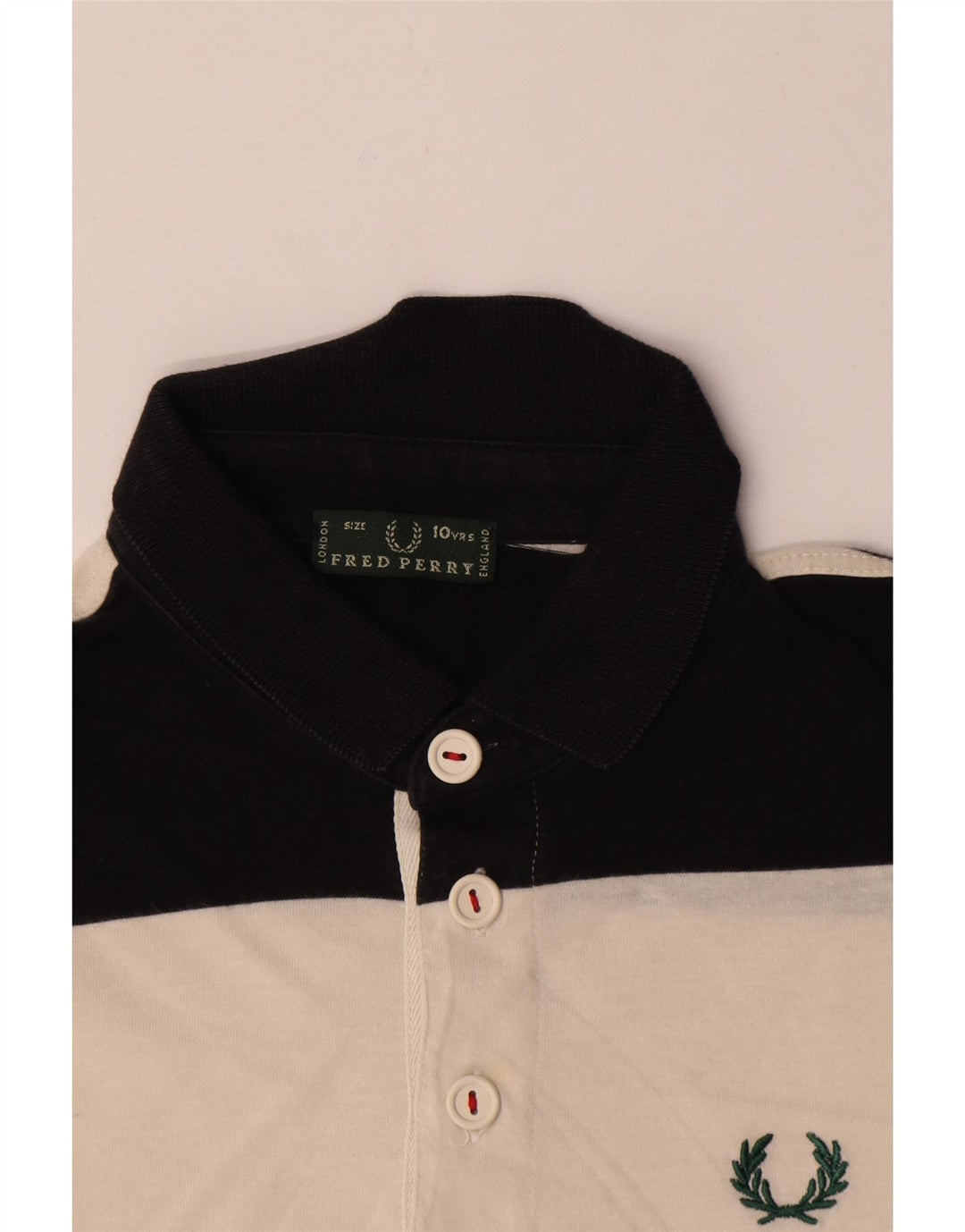 Fred Perry Boys Rugby Polo Shirt 9-10 Years Black Striped