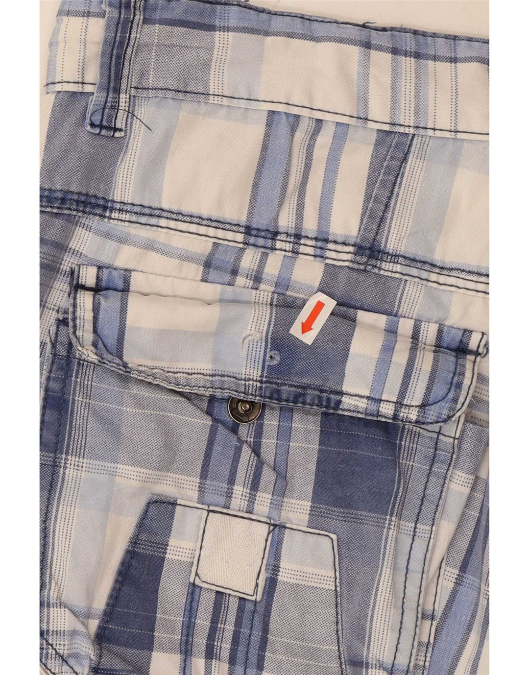 Vintage Mens Cargo Shorts Large W34 Blue Check