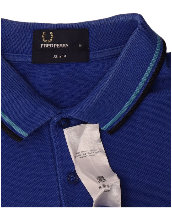 Fred Perry Mens Slim Fit Polo Shirt Medium Blue Cotton
