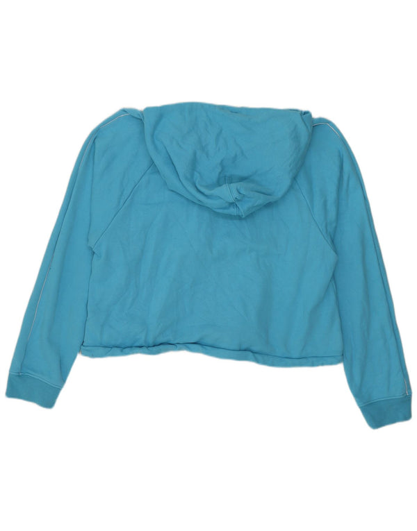 Levi's Womens Crop Graphic Hoodie Jumper UK 14 Medium Blue Colourblock