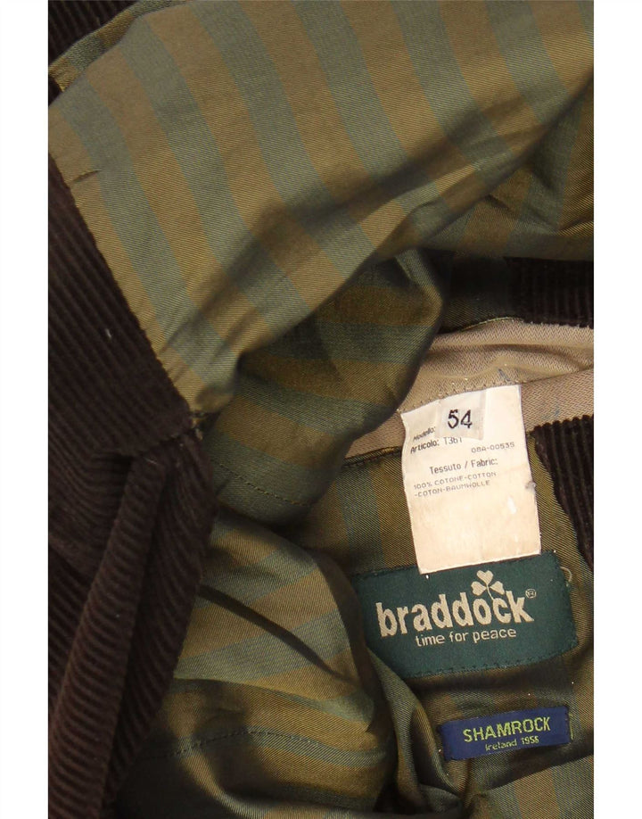 Braddock Mens Corduroy Jacket IT 54 2XL Brown Cotton