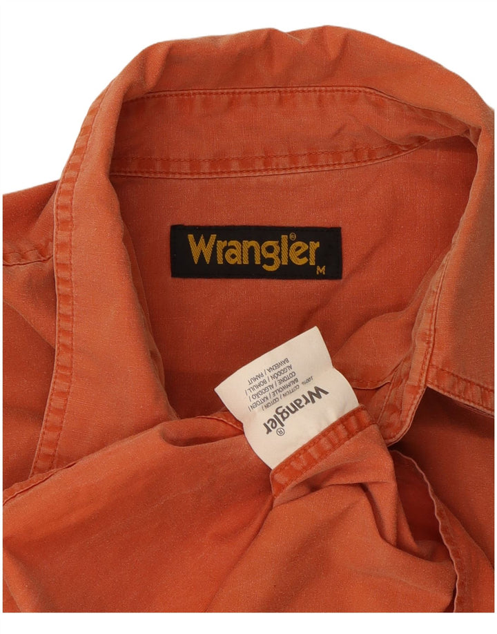 Wrangler Mens Short Sleeve Shirt Medium Orange Cotton