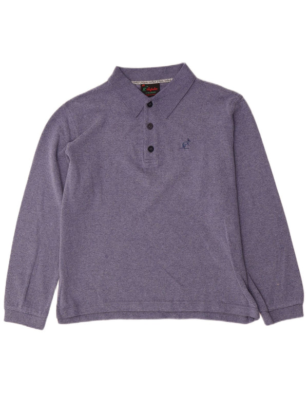 AUSTRALIAN L'ALPINA Mens Long Sleeve Polo Shirt IT 48 Medium Blue Cotton