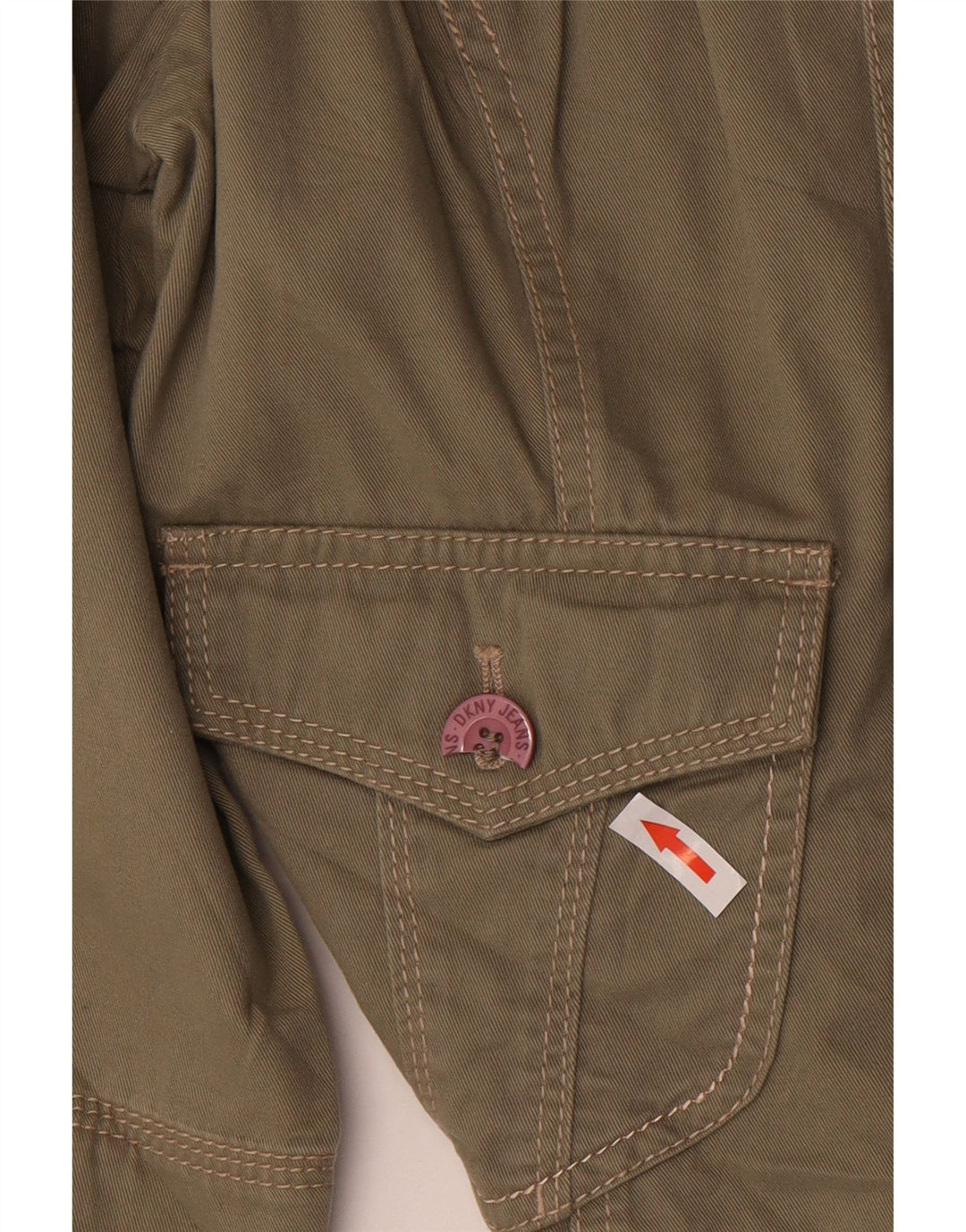 DKNY Womens 3/4 Sleeve Military Jacket UK 14 Medium Khaki Cotton