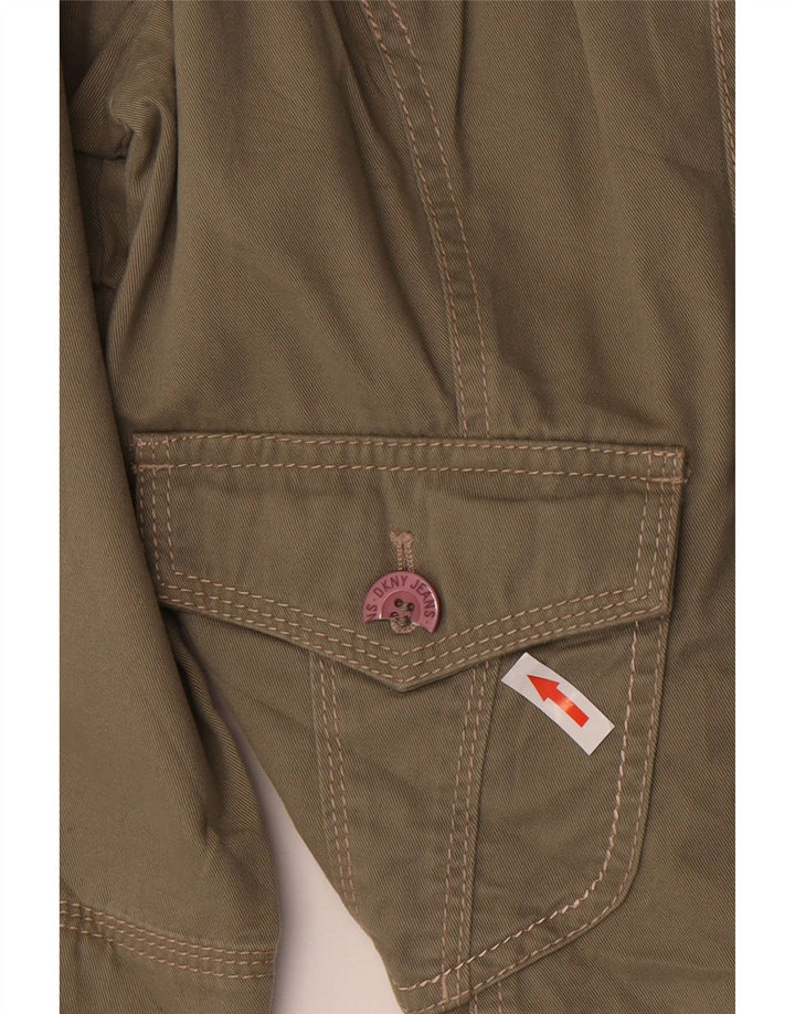 DKNY Womens 3/4 Sleeve Military Jacket UK 14 Medium Khaki Cotton