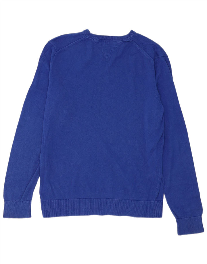 TOMMY HILFIGER Mens V-Neck Jumper Sweater XL Blue Cotton