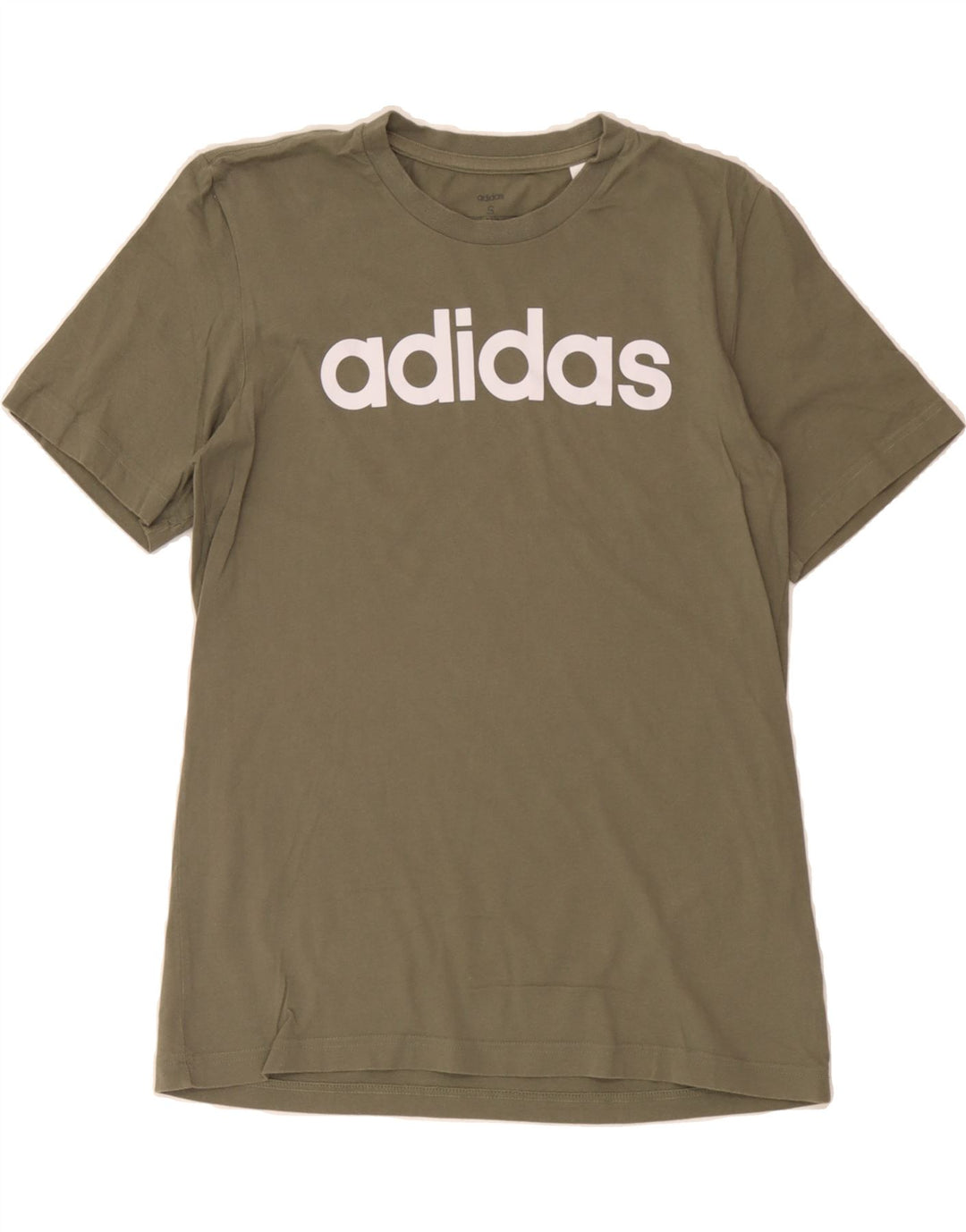 ADIDAS Mens Graphic T-Shirt Top Small Khaki Cotton Vintage Adidas and Second-Hand Adidas from Messina Hembry 
