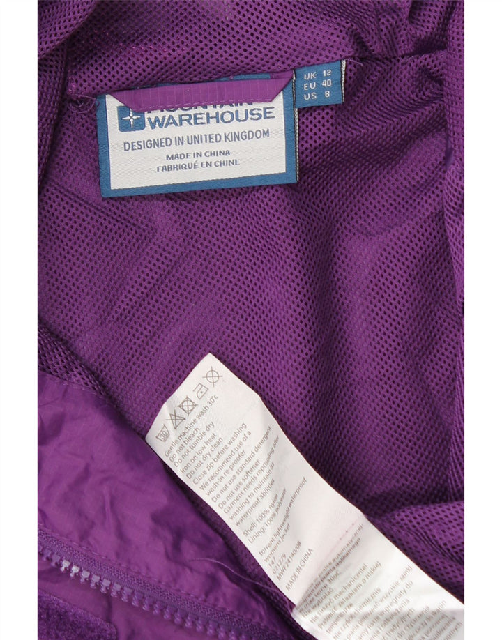 Mountain Warehouse Womens Hooded Rain Jacket UK 12 Medium Purple Nylon
