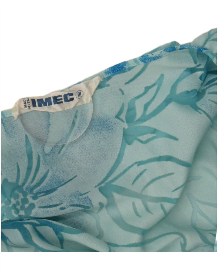 Imec Womens 3/4 Sleeve See Through A-Line Dress UK 12 Medium Blue Floral