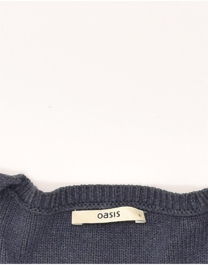 OASIS Womens V-Neck Jumper Sweater UK 10 Small Navy Blue Cotton | Vintage Oasis | Thrift | Second-Hand Oasis | Used Clothing | Messina Hembry 