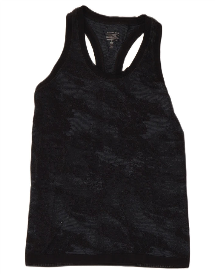 ATHLETA Womens Vest Top UK 8 Small Black Camouflage Nylon