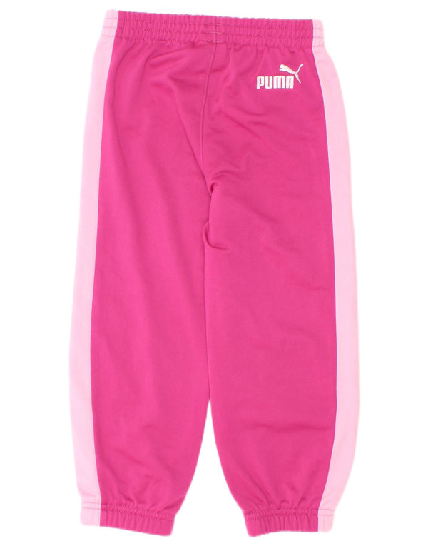 Puma Girls Graphic Tracksuit Trousers Joggers 2-3 Years Pink Colourblock
