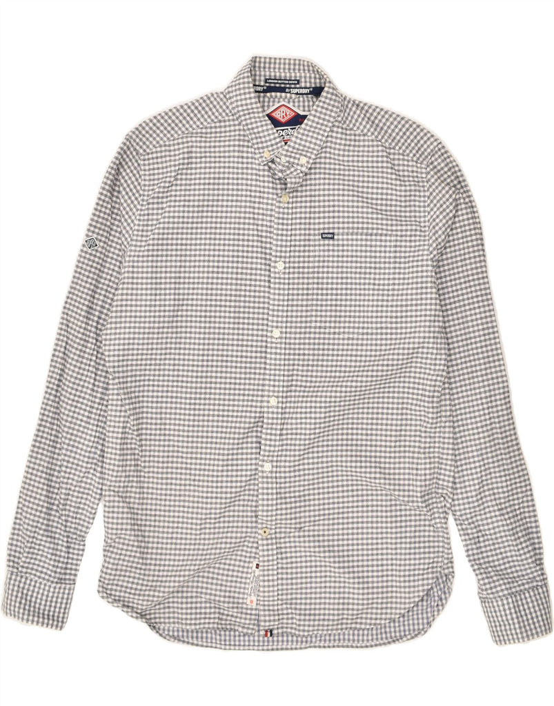 SUPERDRY Mens Shirt Large Grey Gingham Cotton | Vintage Superdry | Thrift | Second-Hand Superdry | Used Clothing | Messina Hembry 