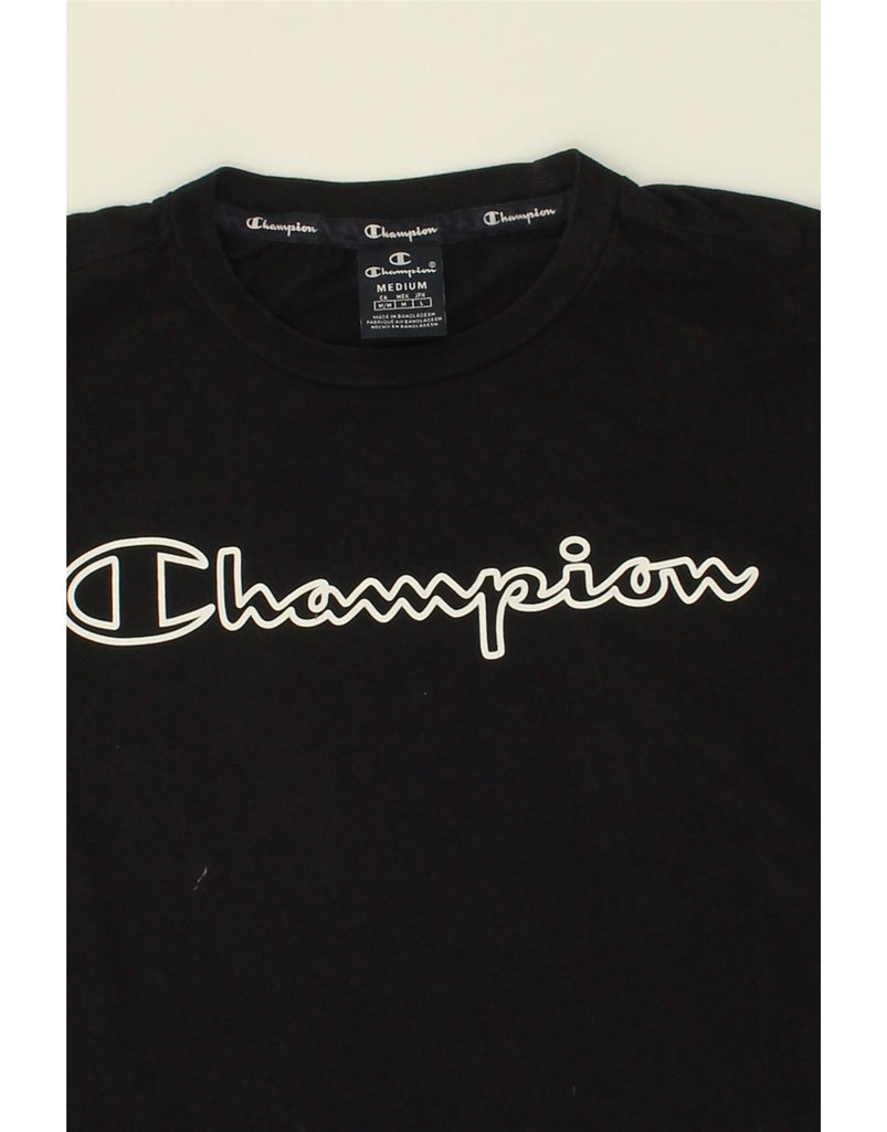 CHAMPION Mens Graphic T-Shirt Top Medium Black Cotton | Vintage Champion | Thrift | Second-Hand Champion | Used Clothing | Messina Hembry 