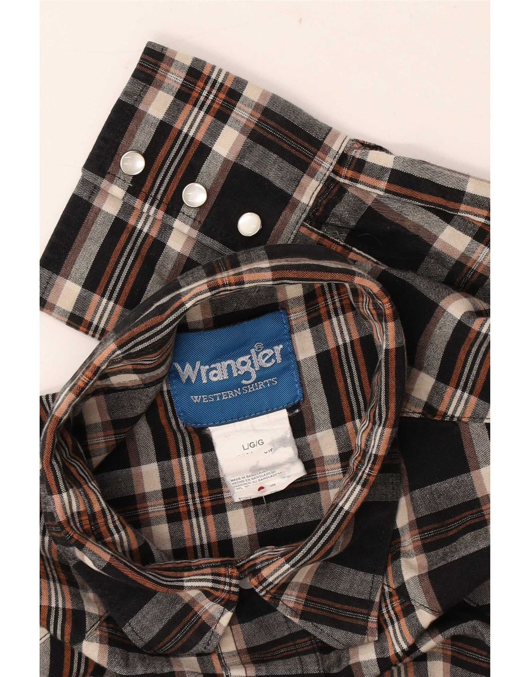 Wrangler Mens Flannel Shirt Large Black Check