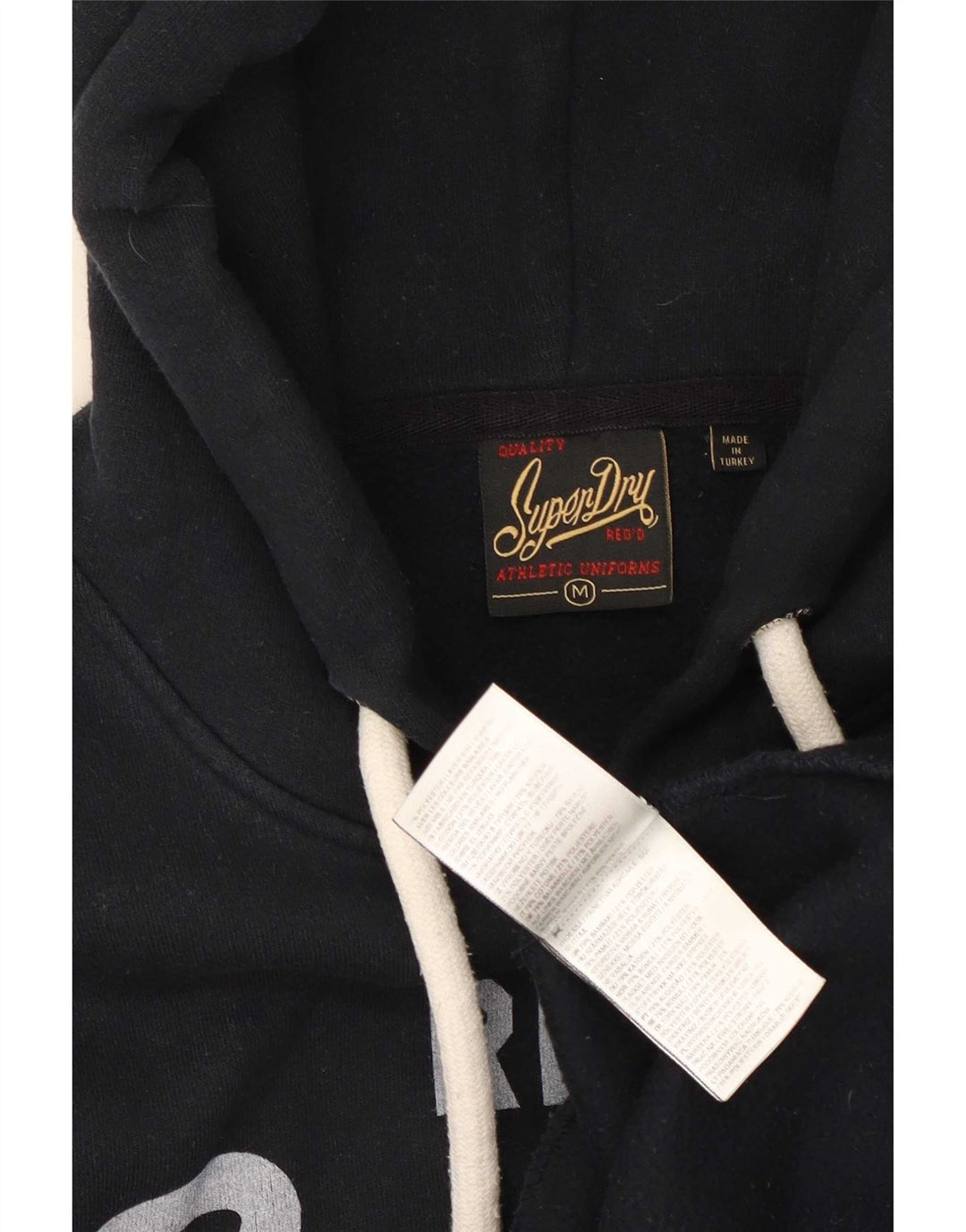 Superdry Mens Graphic Hoodie Jumper Medium Black Cotton