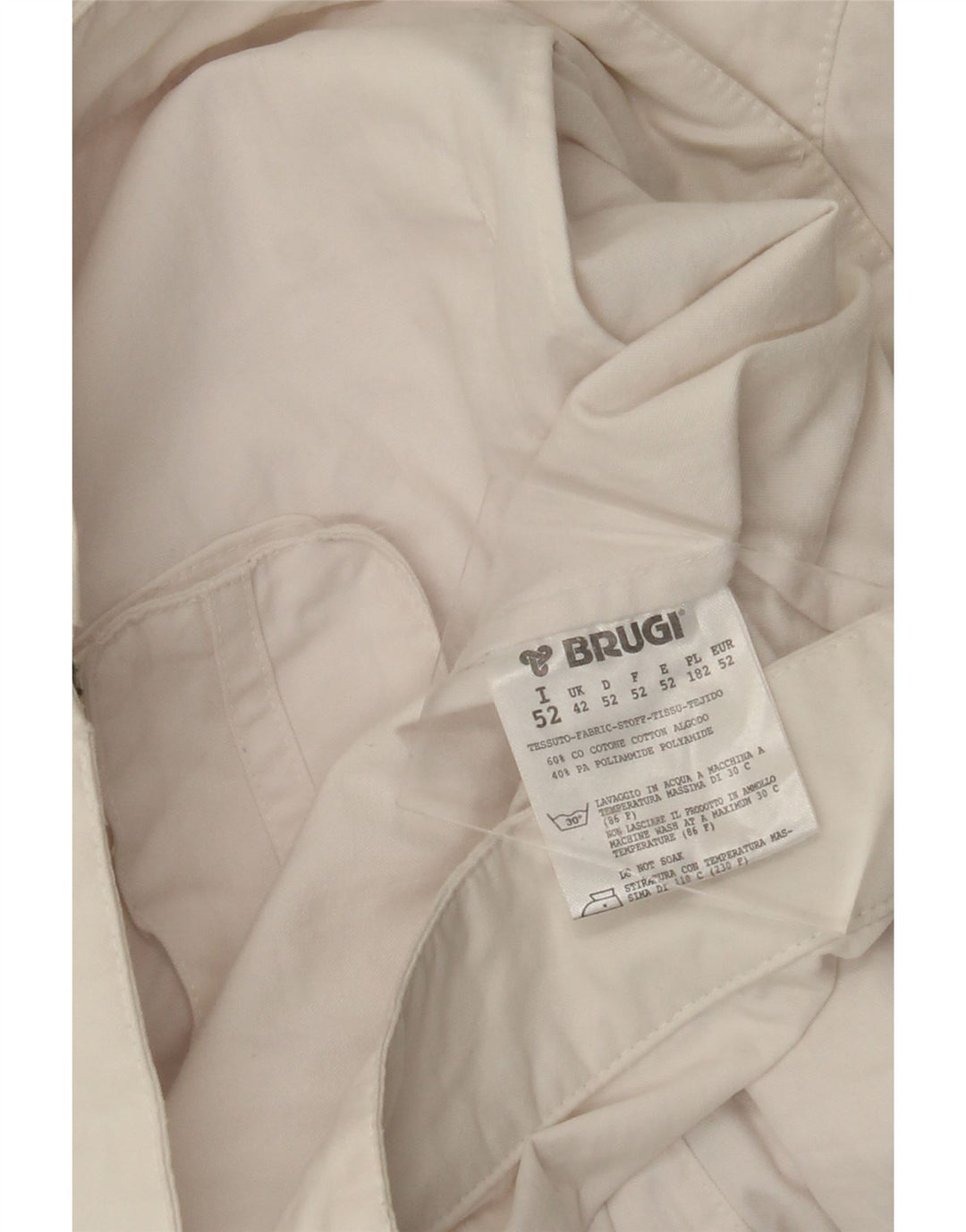BRUGI Mens Bomber Jacket UK 42 XL White Cotton
