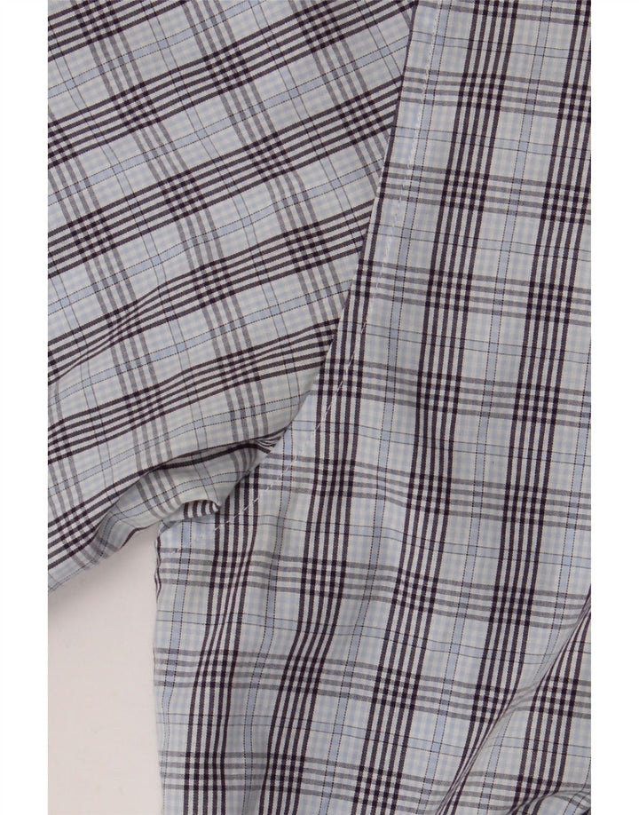BEN SHERMAN Mens Short Sleeve Shirt Large Blue Check