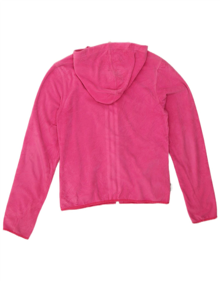 ADIDAS Womens Hooded Fleece Jacket UK 14 Large Pink Polyester