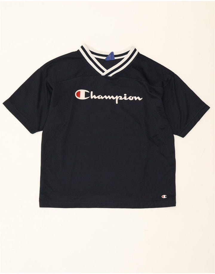 CHAMPION Womens Oversized Graphic T-Shirt Top UK 10 Small Navy Blue
