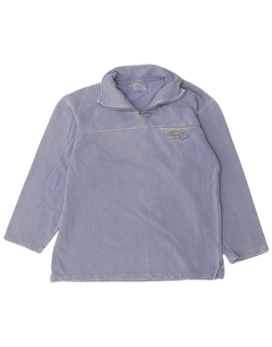 Weird Fish Mens Zip Neck Sweatshirt Jumper Medium Blue Cotton