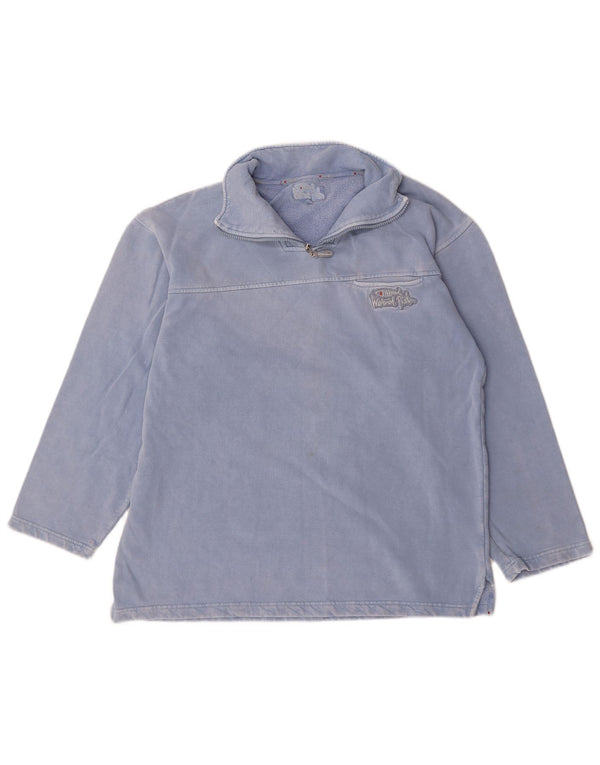 Weird Fish Mens Zip Neck Sweatshirt Jumper Medium Blue Cotton