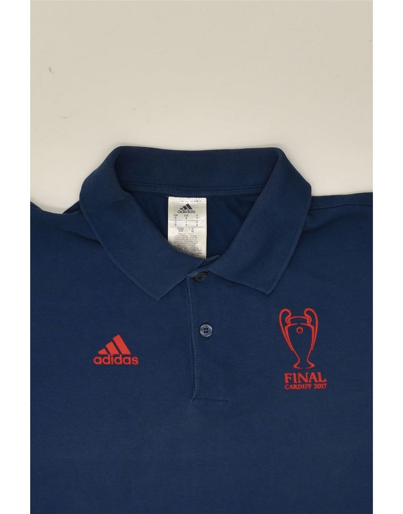 ADIDAS Mens UEFA Champions League Polo Shirt Small Navy Blue Cotton | Vintage Adidas | Thrift | Second-Hand Adidas | Used Clothing | Messina Hembry 