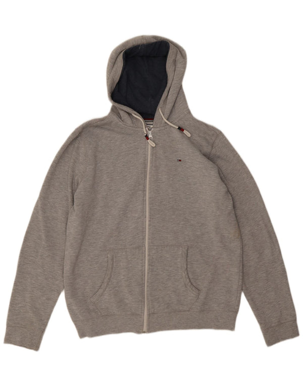 Tommy Hilfiger Mens Zip Hoodie Sweater Large Grey Flecked