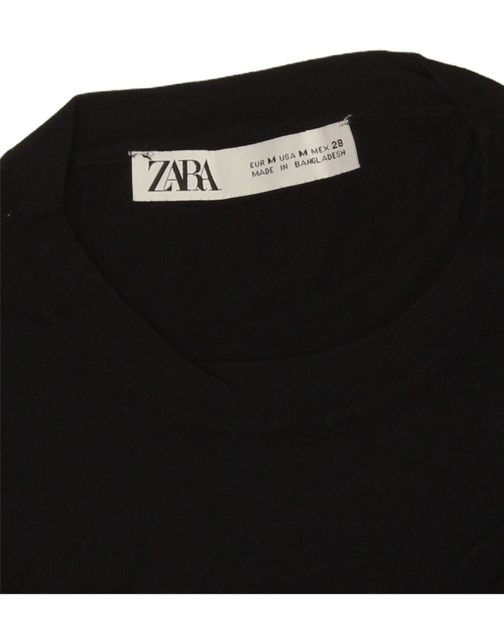 ZARA Womens T-Shirt Top UK 12 Medium Black Vintage Zara and Second-Hand Zara from Messina Hembry 
