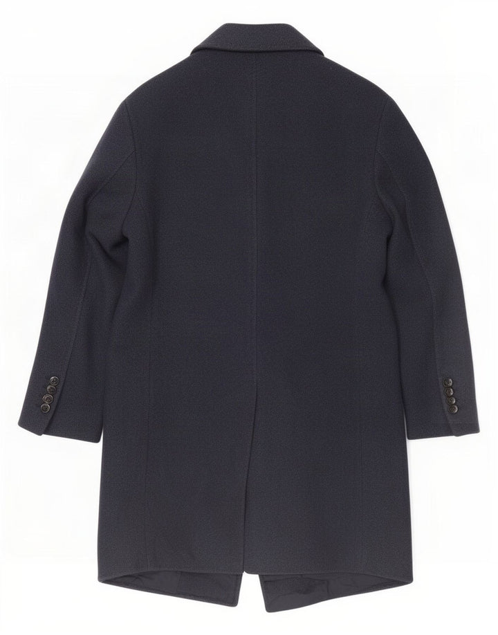 Massimo Dutti Mens Overcoat UK 38 Medium Navy Blue Acrylic