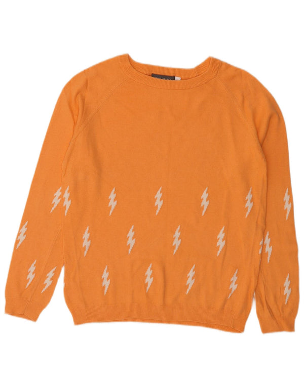 MINT VELVET Womens Boat Neck Jumper Sweater UK 12 Medium Orange Geometric