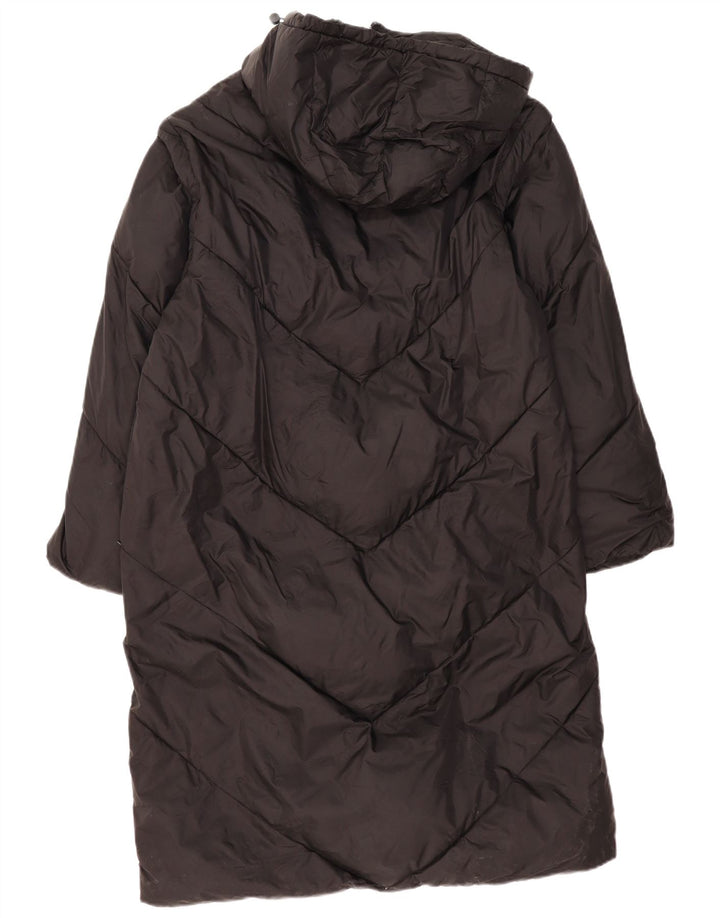 Zara Womens Hooded Padded Coat UK 14 Medium Black Polyester