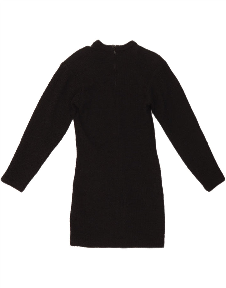 Vintage Womens Long Sleeve Bodycon Dress UK 12 Medium Black
