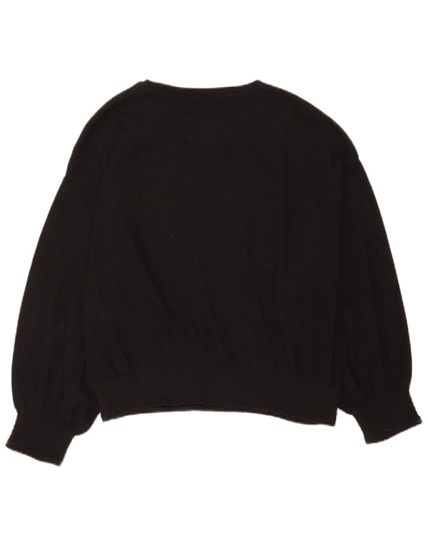 Zara Womens Boat Neck Jumper Sweater UK 16 Large Black Polyester