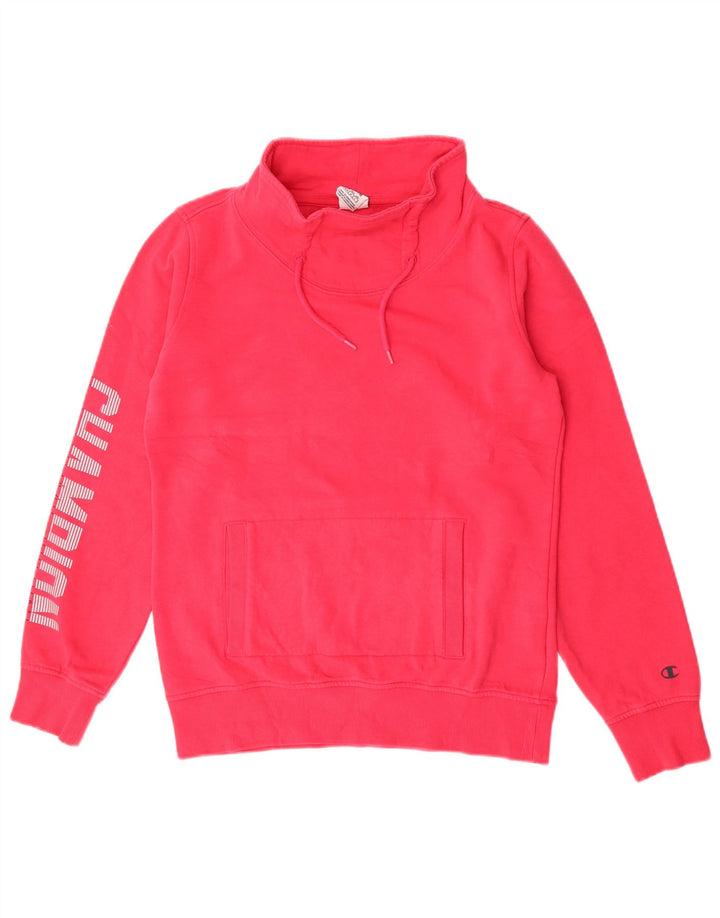 Champion Womens Graphic Sweatshirt Jumper UK 14 Medium Pink Cotton