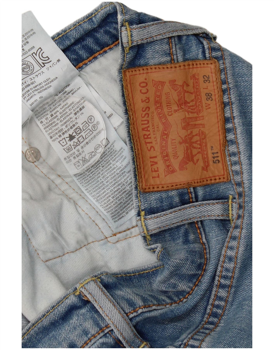 Levi's Mens 511 Slim Jeans W38 L32 Blue Cotton