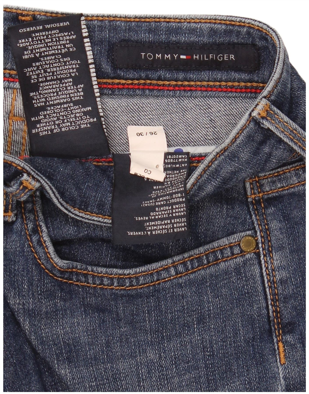 TOMMY HILFIGER Womens Straight Jeans W26 L30 Blue Cotton