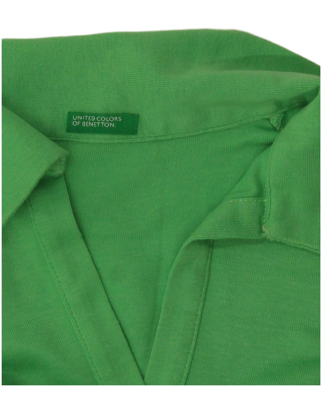 Benetton Womens Long Sleeve Polo Shirt UK 10 Small Green
