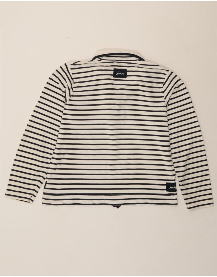 Joules Womens Button Neck Sweatshirt Jumper UK 16 Large White Striped